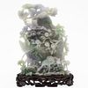 Chinese Carved Green and Lavender Jade Lidded Urn