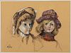 W. Schick, Dolls, Pastel on Paper