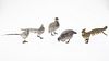 4 Silverplate Birds and a Brass Bird