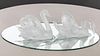 Pair of Lalique Glass Swans with Mirror Plateau