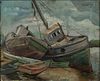 Augusta Oelschig, Boats, Oil on Canvas