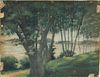 Double-Sided Watercolor of Trees and Shoreline