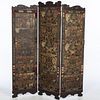 Spanish Embossed Leather Mounted 3 Panel Screen