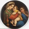Madonna Del La Seggia After Raphael, Painted Plaque