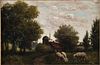 E. Weber, Landscape with Sheep, Oil on Canvas