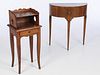 Italian Walnut Demilune Table & French Bedside Table