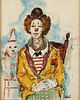 Ben Shute, Clown with Dog, Watercolor