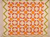 Geometric and Floral Pattern Patchwork Quilt.