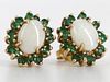 Gold, Opal and Emerald Earrings