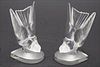 3753473: Pair of Lalique Clear and Frosted Glass Bird-Form Bookends E3RDF