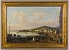 3753703: Italian School, Harbour Scene, Oil on Canvas, 20th Century E3RDL