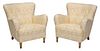 Pair Mid-Century Modern Upholstered