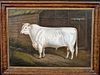 PRIZE COW SHORTHORN OIL PAINTING