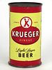1952 Krueger Finest Light Lager Beer 12oz Flat Top Can 90-15, Newark, New Jersey