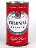 1954 Colonial Premium Light Beer 12oz Flat Top Can 50-09, Hammonton, New Jersey