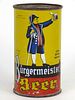 1936 Burgermeister Beer OI 12oz Flat Top Can OI-175, San Francisco, California