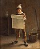 5654711: Charles Moreau (French, 1830-1891), Portrait of
 a Boy with Newspaper, Oil on Canvas EV1DL