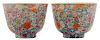 Pair Famille Rose Millefleurs Cups