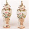 5664806: Large Pair of Famille Rose Decorated Porcelain Covered Vases, Modern EV1DC