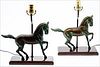5654906: Pair of Patinated Bronze Horse Lamps, Modern EV1DJ