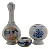 Three Kangxi Style Blue and Red