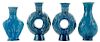 Four Turquoise-Glazed Vases