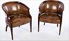 5654785: Pair of Leather Upholstered Tub Chairs, 20th Century EV1DJ
