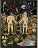 5654727: American Adam and Eve Hooked Rug with Animals,
 First Half 20th Century EV1DJ