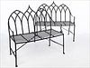 5565045: Pair of Gothic Style Wrought Iron Benches E9VDJ