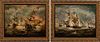 5565241: A. Wilson (20th Century), Two Works: Napoleonic
 Sea Battles, Oil on Board E9VDL