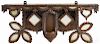 Tramp art carved and mirrored shelf, dated 1920 in relief, initialed PM, 15 1/2'' h., 37'' w.