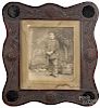 Tramp art carved frame, ca. 1900, with a portrait CDV of a soldier