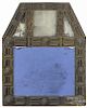 Tramp art carved mirror, ca. 1900, with a lower blue glass mirror plate, overall - 25'' x 19''.