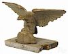 Cast iron pilot house eagle, 19th c., retaining an old gold painted surface, 30 1/4'' w.