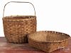 Two splint gathering baskets, 19th c., 15'' h. and 4 1/4'' h.