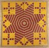 Pennsylvania lone star variant quilt, late 19th c., with a cheddar background, 82'' x 82''.