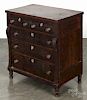 Empire miniature mahogany child's chest of drawers, mid 19th c., 24'' h., 21'' w.