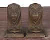 Pair of arts and crafts bronze owl bookends, early 20th c., 5 1/2'' h.
