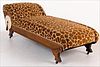 5565161: Neoclassical Style Oak Chaise Longue with Animal
 Print Upholstery, Late 19th Century E9VDJ