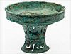 5565130: Warring States Style Bronze Bowl with Stand, 20th Century E9VDC