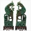 5565141: Pair of Chinese Green Jade Birds, 20th Century E9VDC