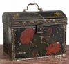 Tin toleware document box, 19th c., with floral decoration, 7 1/2'' h., 9 1/2'' w.