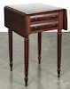 Sheraton mahogany two-drawer stand, 19th c., with reeded legs and drop leaves, 28 1/2'' h.