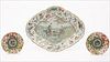 5565358: Chinese Diamond Shaped Porcelain Dish and 2 Small Dishes E9VDC