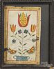 Pennsylvania ink and watercolor tulip tree bookplate, dated 1832, 7 1/4'' x 4 3/4''.