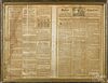Framed copy of The Boston Gazette March 12, 1770, reporting on the Boston Massacre