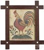 David Y. Ellinger (American 1913-2003), print of a rooster, retaining its original painted frame