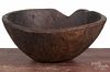 Carved burl bowl, 19th c., 4 3/4'' h., 11 1/2'' dia.