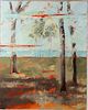 5493196: Sabre Esler (Georgia, 20th Century), Abstract Palm Trees, Mixed Media E8VDL
