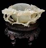 Carved Jade Lotus-Form Bowl with